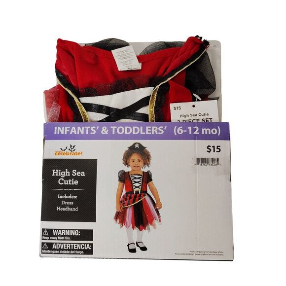 Infant Baby Girls 6 to 12 Mo High Sea Cutie Pirate Dress Halloween Costume - Picture 2 of 7